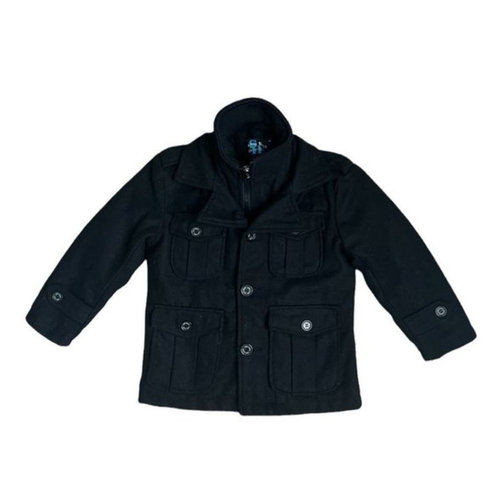 Kids Black Peacoat Jacket - Classic Winter Coat